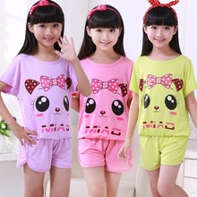 children’s pajamas sets Summer pure cotton Girl Short sleeve nightgown Suit pyjamas kids Cartoon Home Furnishing clothing