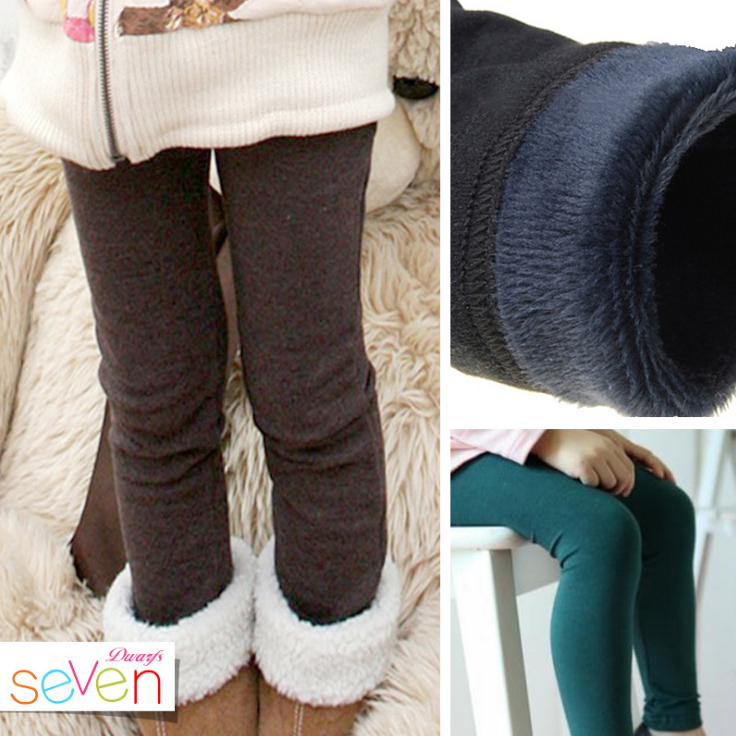 New 2015 High Quality Baby Girls Autumn Winter Leggings 100 Cotton Warm Fur Kids Pants 2