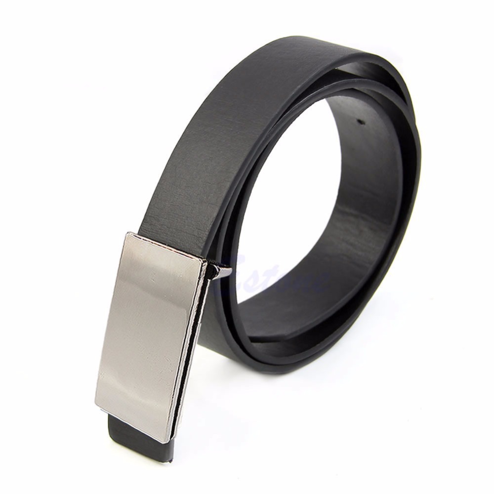 New Mens Faux Leather Metal Automatic Formal Buckle Dress Waist Band Strap Belts