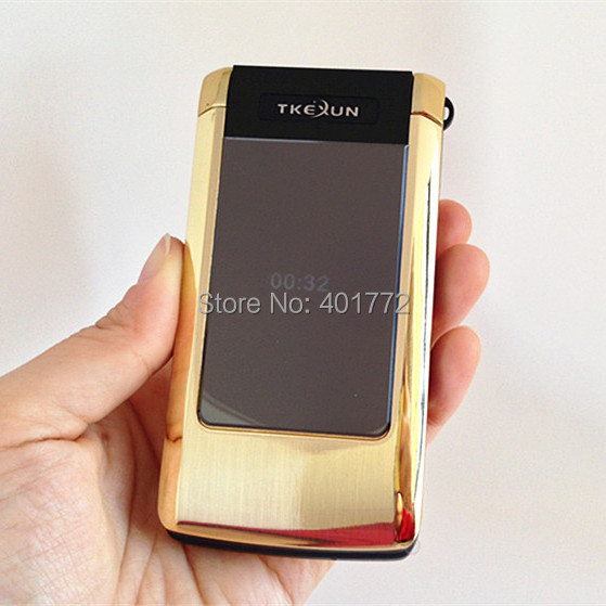 Original TKEXUN T10 Flip Touch Screen Metal Phone Dual Screen Clamshell Fashion Business Cell Phone Old