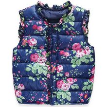 2016 Fashion Autumn Spring Children s Winter Jackets Kids Girls Vest Sweet Floral Down Cotton Warm