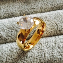 Fashion women s Titanium Rings 18K gold filled large cz diamond wedding ring 6mm Wide U