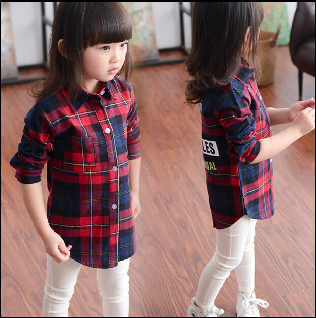 2016 New Arrival Kids font b Girl b font Clothes Classic Plaid Full Sleeve Comfortable font