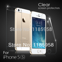 Free shipping 4H anti-scratch HD front and back screen protector iphone 5 5s with retail package