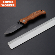 De calidad superior cuchillos de hoja plegable con Wood Camping cuchillo de bolsillo supervivencia de la caza herramientas exterior Multitool Edc
