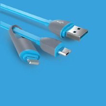 High Quality 1m 2 in 1 Micro USB Cable 8 Pin USB Data Sync Charger Cable