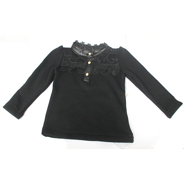 wholesale(5pcs/lot)-child girl winter flower thicken base shirt