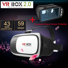 2015 Google cardboard VR BOX 2.0 Version VR Virtual Reality Glasses for 3.5″ — 6.0″ Smart Phone+Tempered Glass Screen Protector