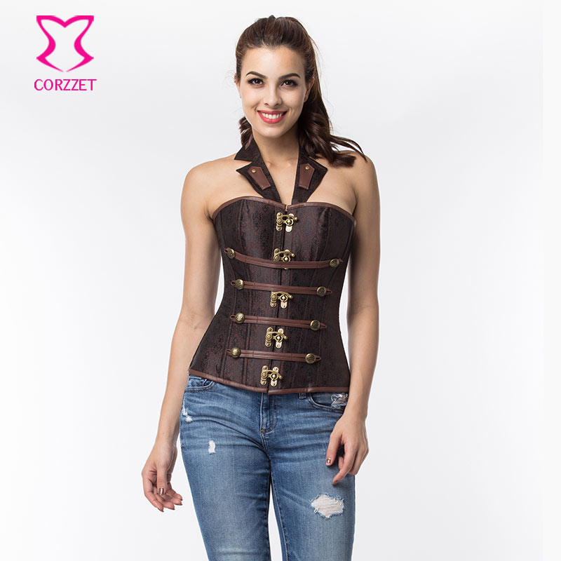 aliexpress buy vintage brown brocade halter collar steunk corset waist trainer steel popular leather armor buy cheap leather armor lots from china leather armor suppliers on aliexpress buy vintage brown brocade halter collar steunk corset waist trainer steel popular leather armor buy cheap leather armor lots from china leather armor suppliers on