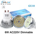 10 pcs GU10 led 220V LED lamp 6W Dimmable LED Bulb Heat resistant aluminum SMD2835 48