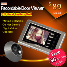 Silver Record video peephole door camera door eye viewer with motion detection
