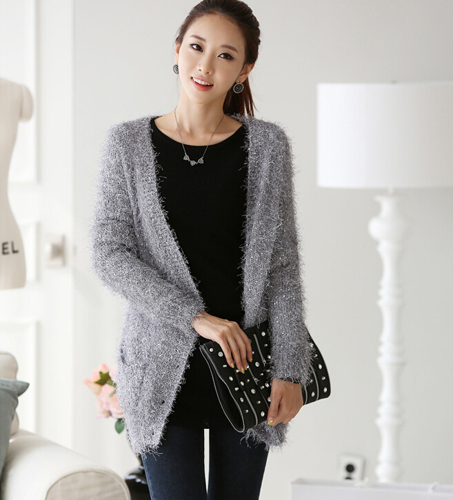 New 2015 Fashion Womens Sweaters Cotton Korean Sweater Women Cardigan Long Sleeve Sweater Knitted Sweater Coat