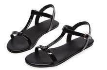 New summer women sandals European fashion simple flat sandals with flat sandals Patent Leather large size shoes women