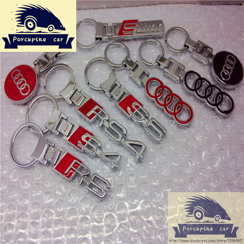 3D audi car logo keychain high quality key ring for Audi a4,a3,a6,q7,q5,a5,Automotive Keyring Key Chain Keyrings,car-styling