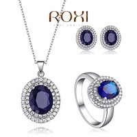 ROXI Sapphire Necklace Pearl Fine Jewelry Sets 925 Sterling Silver Crystal Wedding Accessories  Jewelry
