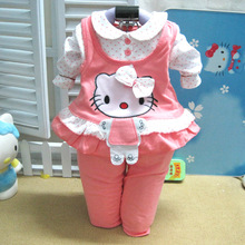 2pcs set 2015 New Baby Clothing Sets Long Sleeve Hello Kitty Carters Baby Girl Clothes Kids