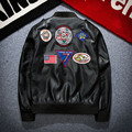 Korean Style Fashion Men s Popular Badge Patch Locomotive PU Leather Jacket Trend Coat