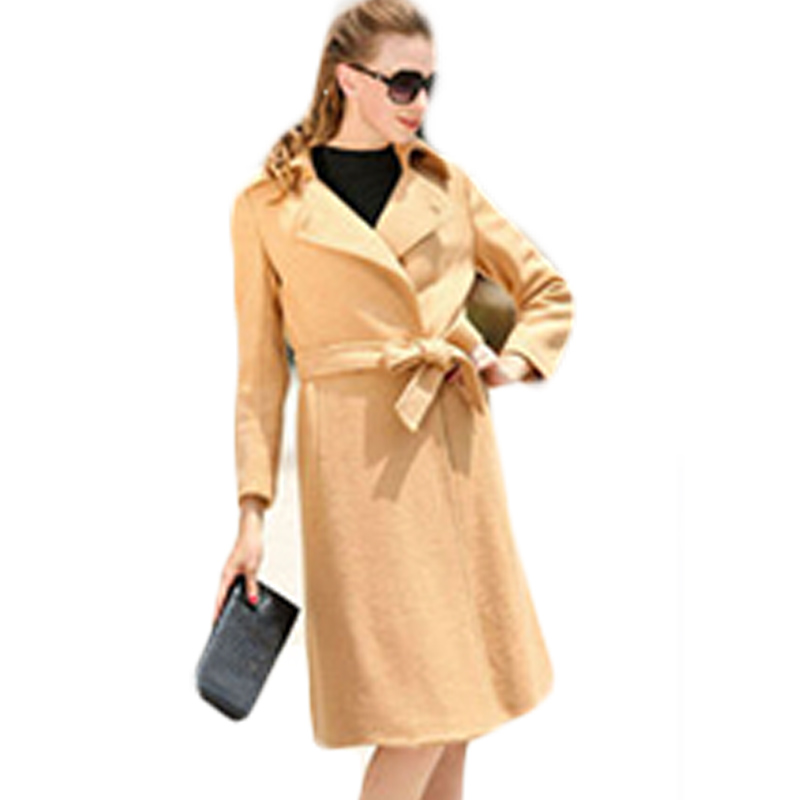 Womens Wool Coats And Jackets Winter 2015 Turn-down Collar Slim Woolen Coats Thicken Belt Coat jaqueta de couro feminino  BG924