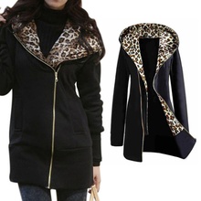 Fashion Women’s Leopard Hoodie Sweatshirt Long Sleeve Hoody Jackets Zip Coat Hot PL1 L4