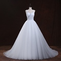 Ball Gown Zipper With Buttons robe de mariage Court Train Crystal Appliques Spaghetti Straps Plus Size