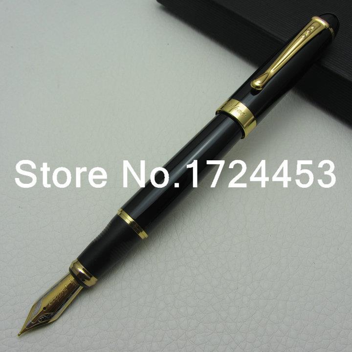 JINHAO Black And Gold clip Fountain Pen M Nib with gift box J1102
