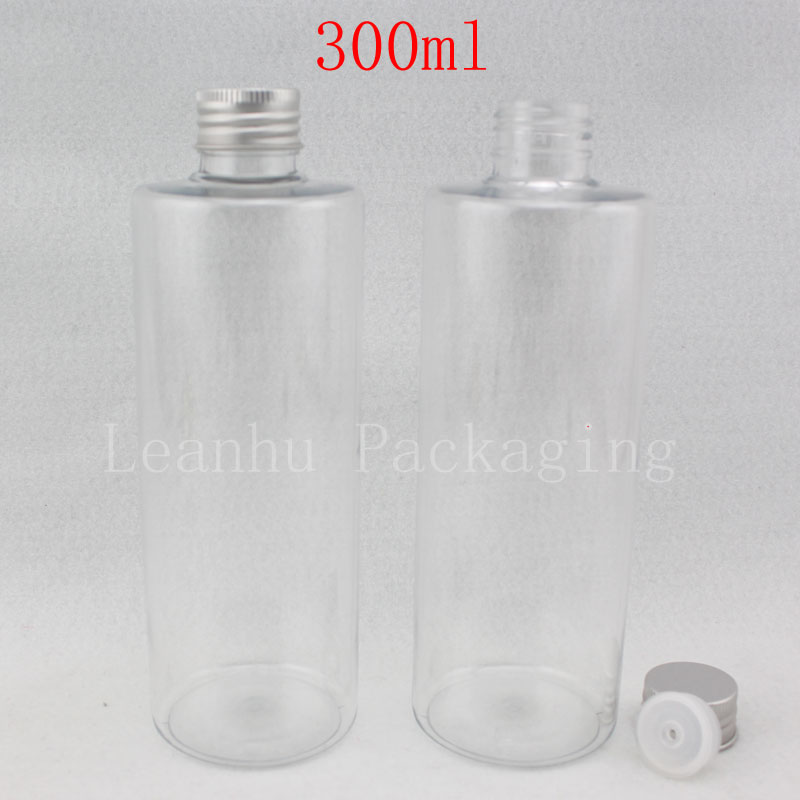 300ml X 20 empty transparent plastic bottle with aluminum screw lid,clear PET liquid soap lotion bottle packaging, 10 oz bottles