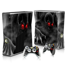 Dark Skull Sticker For Microsoft Xbox 360 Slim Console & 2 Pads Wireless Controller Skin Game