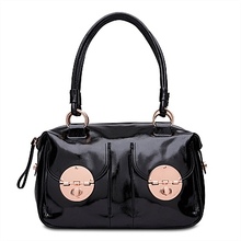 MIMCO HANDBAG BLACK GENUINE LEATHER WOMEN BAG BLACK ROSEGOLD TURNLOCK BAG ZIP TOP RRP 499