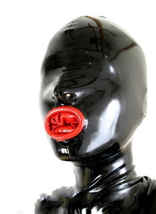 hood rubber Bondage latex story mask