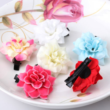 Summer New Girls Hair Accessories Baby Peony Fabric Flower Hairpins Princess Silk Barrettes Ornaments Children Cute Hair Clips