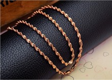 Classic 18k rose gold filled girls womens hollow twisted singapore chain thin necklace 22inches 2mm 2grams girls jewelry