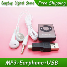 5pcs/lot New Style High Quality Mini Mirror Clip Card Reader MP3 Music Players Support Micro SD/TF Card With Earphone&MiNi USB