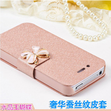 capinha de celular mobile phone bag case for iphone 4 4s to cover by funda capa para Leather Bow magnetic flip Bracket coque