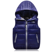 2016 new unisex hooded down vest children clothing autumn winter jacket liner 80 White duck down