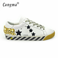 CANGMA Original Italy Deluxe Brand Superstar Men Shoes Genuine Leather Crystal Man Diamond White Shoes Scarpe