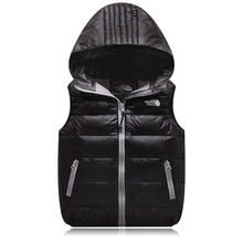 2016 new unisex hooded down vest children clothing autumn winter jacket liner 80% White duck down solid waistvest 110-150cm