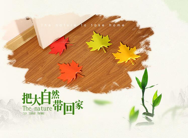 New 2015 Cute Maple Autumn Leaf Style Home Decor Finger Safety Door Stop Stopper Doorstop