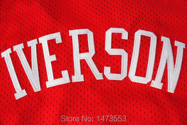 Philadelphia #3 Allen Iverson Red Throwback Jersey White Number_01