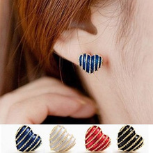 2016 fashion jewelry earing Korean jewelry British style earrings wholesale peach stripes love Korean jewelry for woman girls