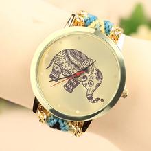 Women s Braid Watches Fashion Design Lovely Animal Elephant Pattern Wristwatches Bracelet Watches wristwatch watches for