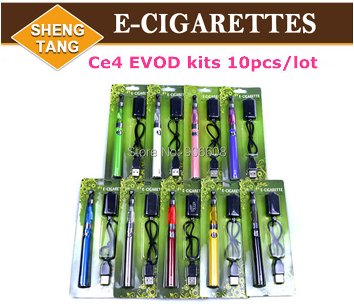 Wholesale Price 10pcs lot Ce4 Clearomizer Evod Battery Blister Electronic Cigarette kit E Cigarette kits