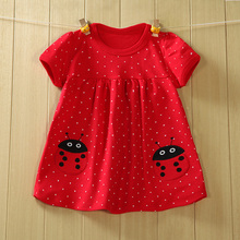 baby girl clothes girls dress embroidery cotton clothing lovely red dot ladybird dresses new spring and summer dress #1084