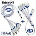 100 Pack Wholesale Multiple 4 in 1 USB Charging Cable For Iphone 7 6S 6P