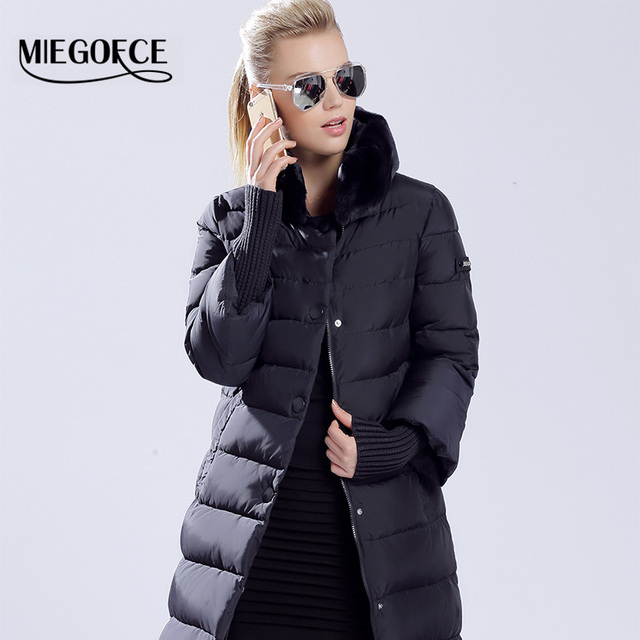 MIEGOFCE 2015 winter duck down jacket women long coat parkas thickening Female Warm Clothes Rabbit fur collar High Quality
