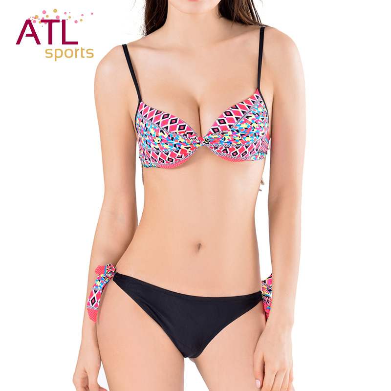 Biquine Push Up Swimsuit Padded Brazilian Bikinis women Strappy 2016 Sexy Bikini Set Bathing Suit Swimwear