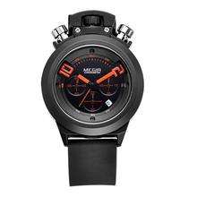 Megir marca de lujo de la correa de silicona resistente al agua de zafiro calendario completo hombres Relojes Relojes reloj de cuarzo Hombre Colck