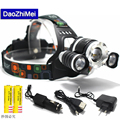 10000 Lumens Headlight XM L 3T6LED Head Light 4 Modes Zoom Adjust Focus Headlamp Lantern Hunting