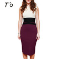 Best Seller on Ali Hot Summer Celebrity Midi Dresses Bodycon Ladies Pencil Dresses Contrast Color Red