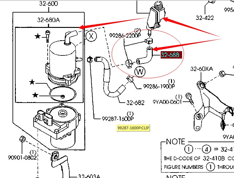 Car power steering pump suction oil hose BP4L 32 688 for Mazda 3 2.0 2004 2009 Mazda 5 2005 2010
