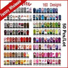 Fashion Designs Hot Water Transfer Nail Stickers 50sheets Full Cover Flowers Bow Foils Polish DIY Nail